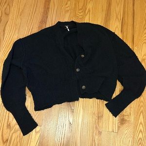 FREE PEOPLE - black button cardigan